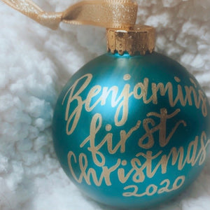 Personalized 2.6" Glass Christmas Ornament